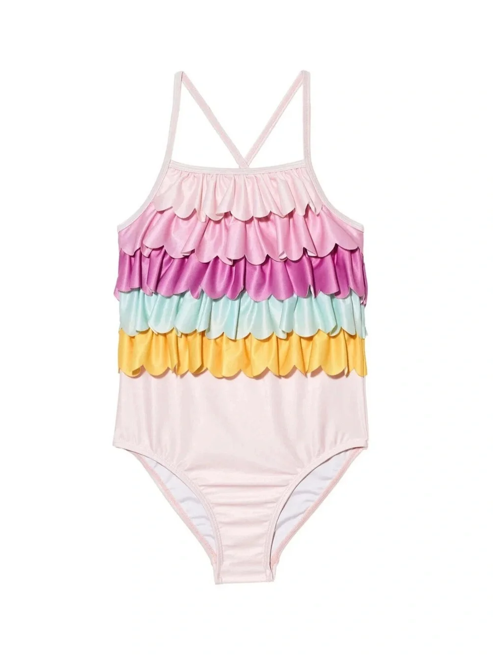 Tutu Du Monde Pastel Rainbow Ruffle One-Piece Swimsuit - Pink